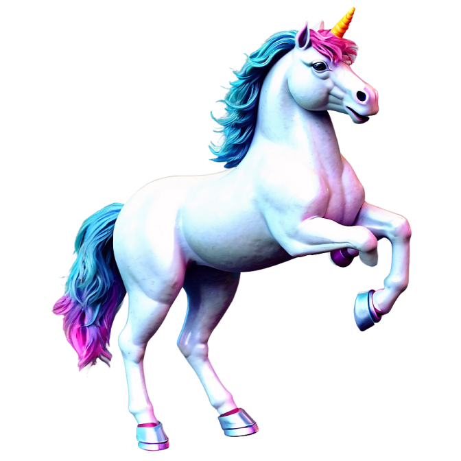 a white unicorn standing on its hinds
