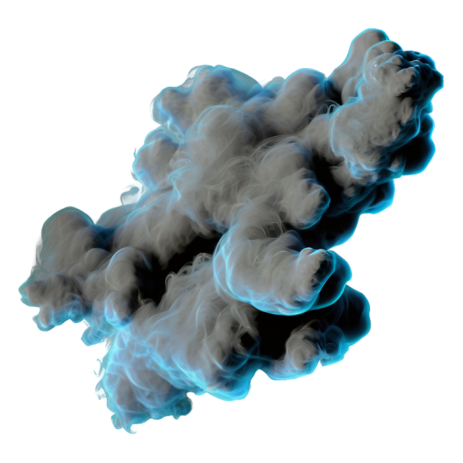 a black and blue cloud of smoke