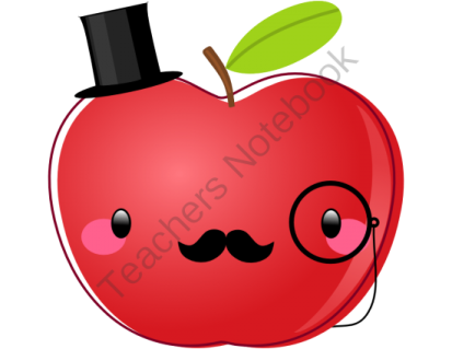 an apple with a top hat and mustache
