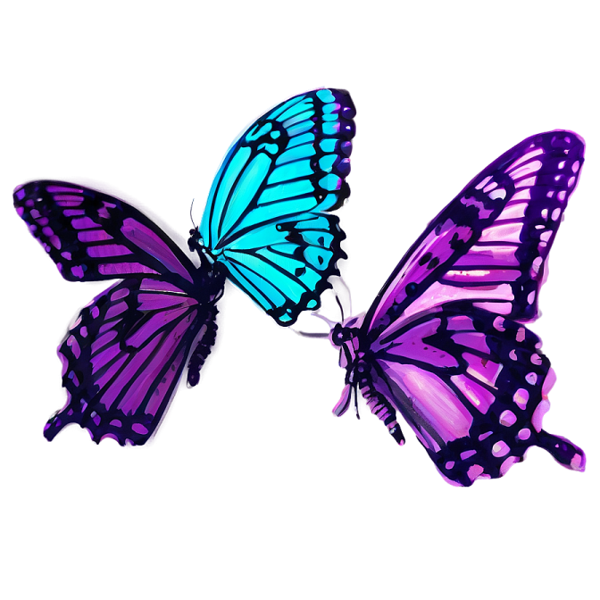 two purple butterflies on a white background
