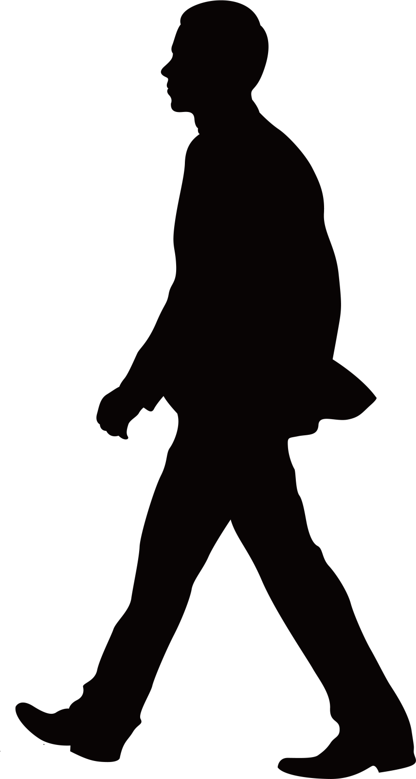 a black and white silhouette of a man walking