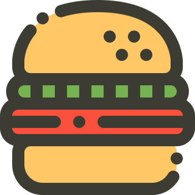 a hamburger with green and red stripes