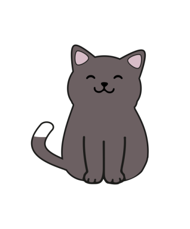 a black cat sitting down on the ground