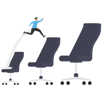 a man jumping over a row of chairs