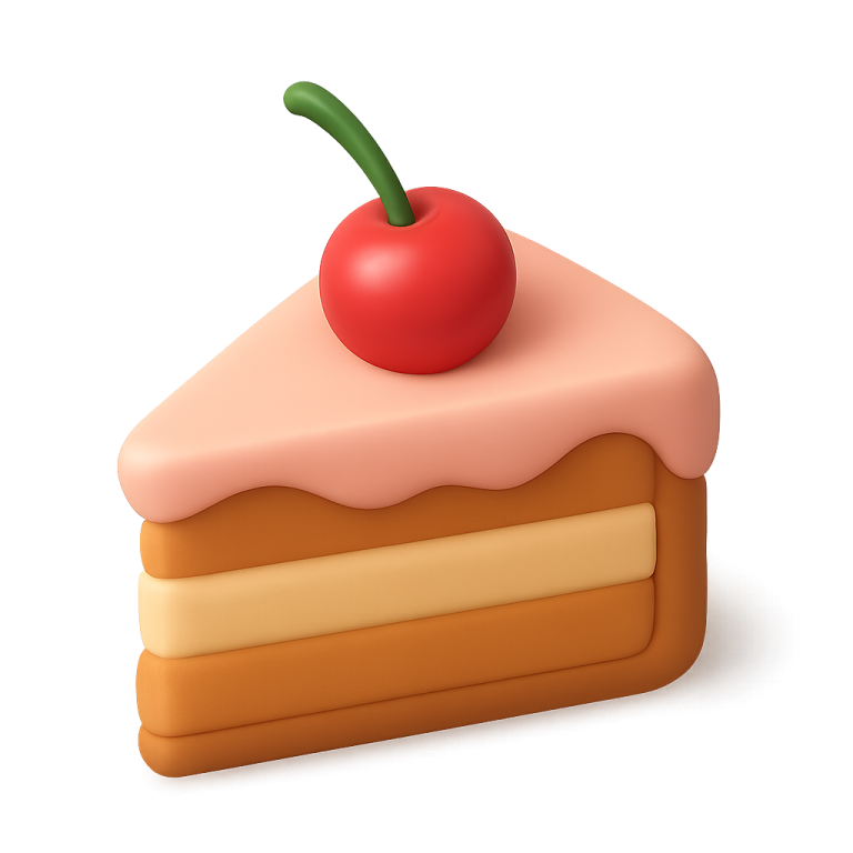 a piece of cake with a cherry on top