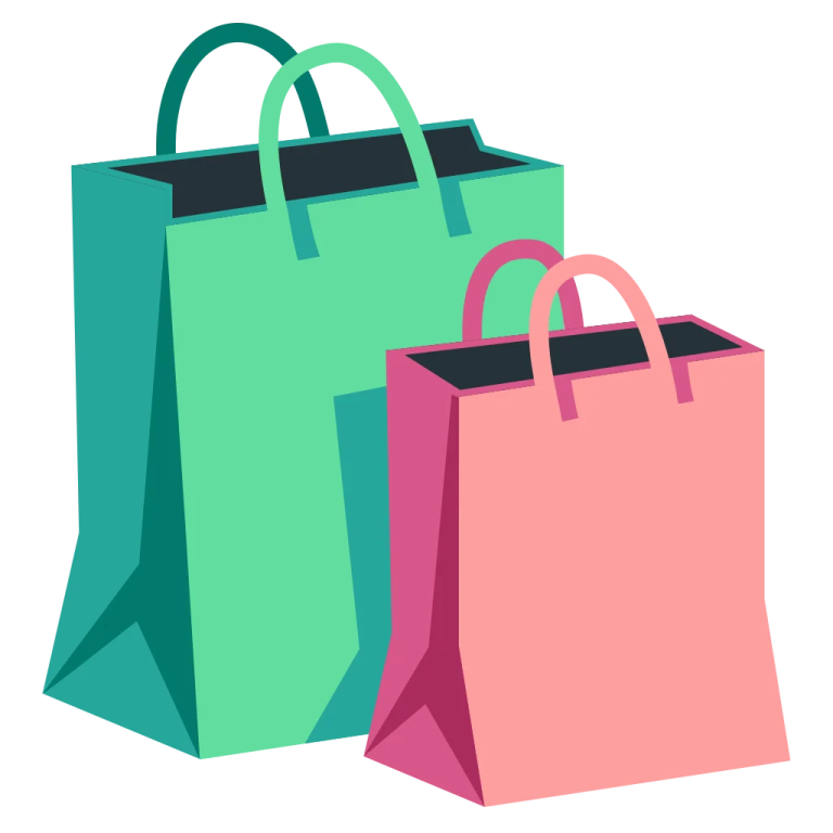 two colorful shopping bags