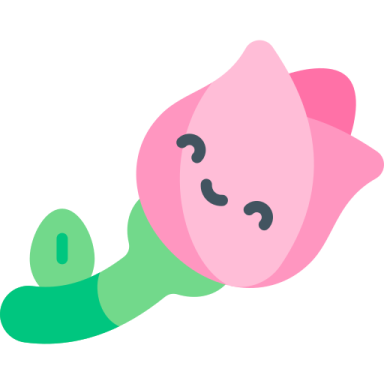 a pink flower with a green stem