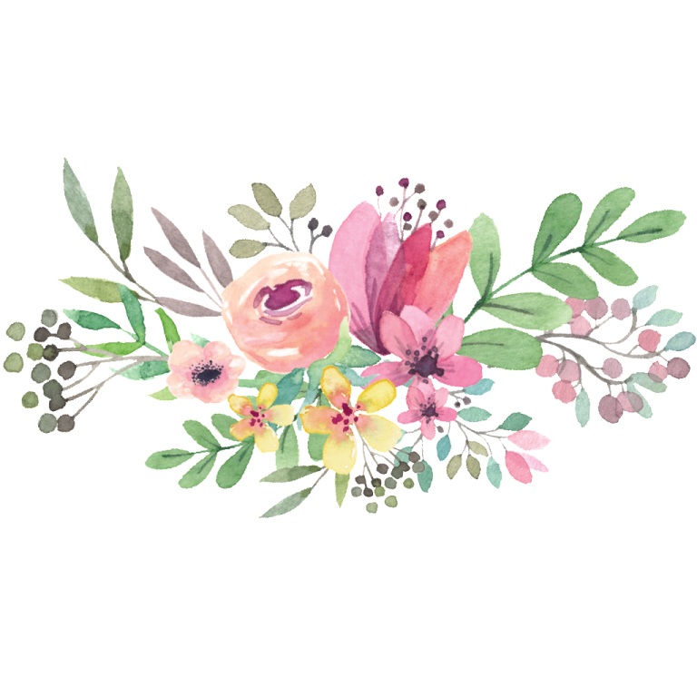 a watercolor floral arrangement on a white background