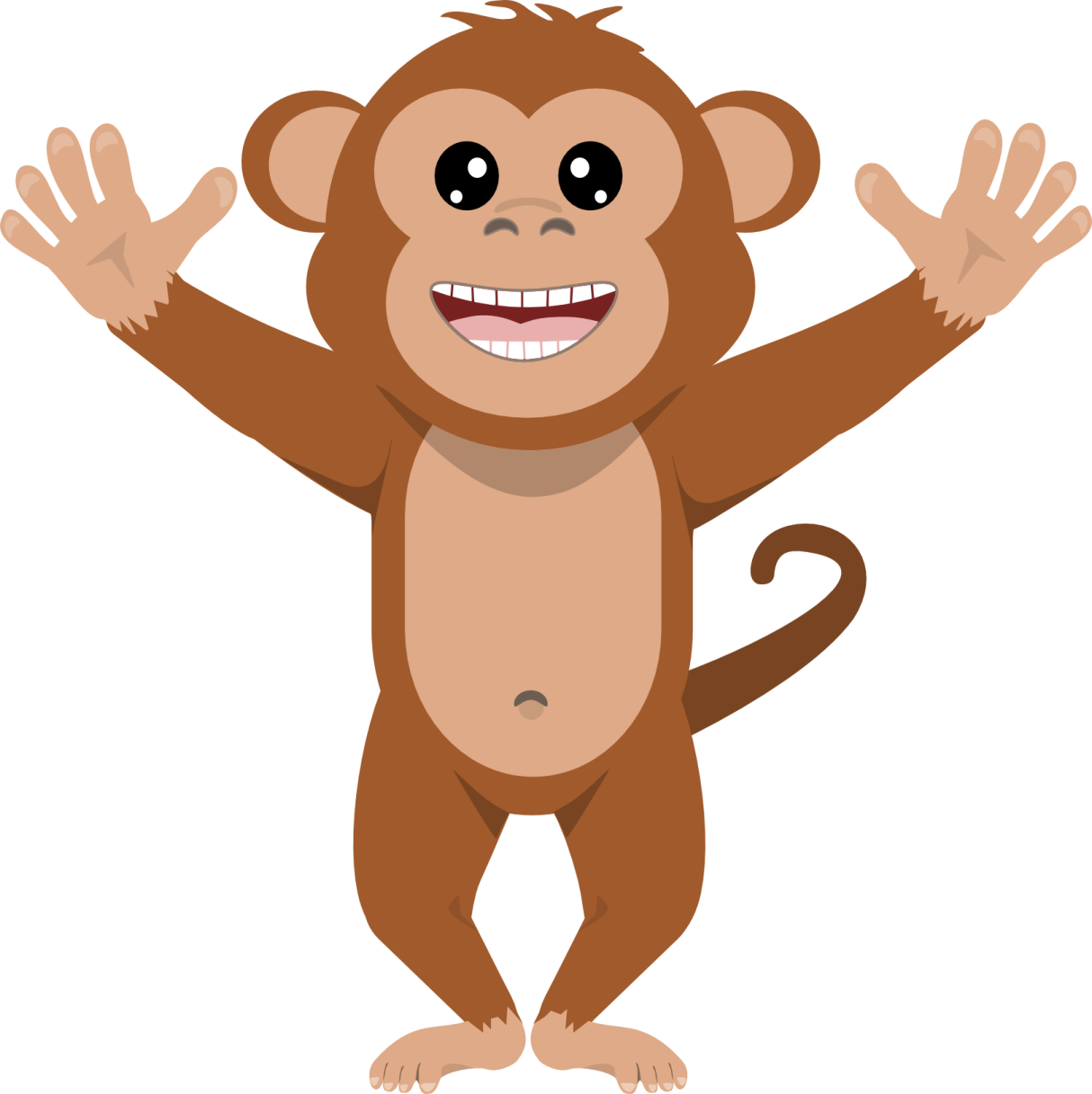 a cartoon monkey with his hands up