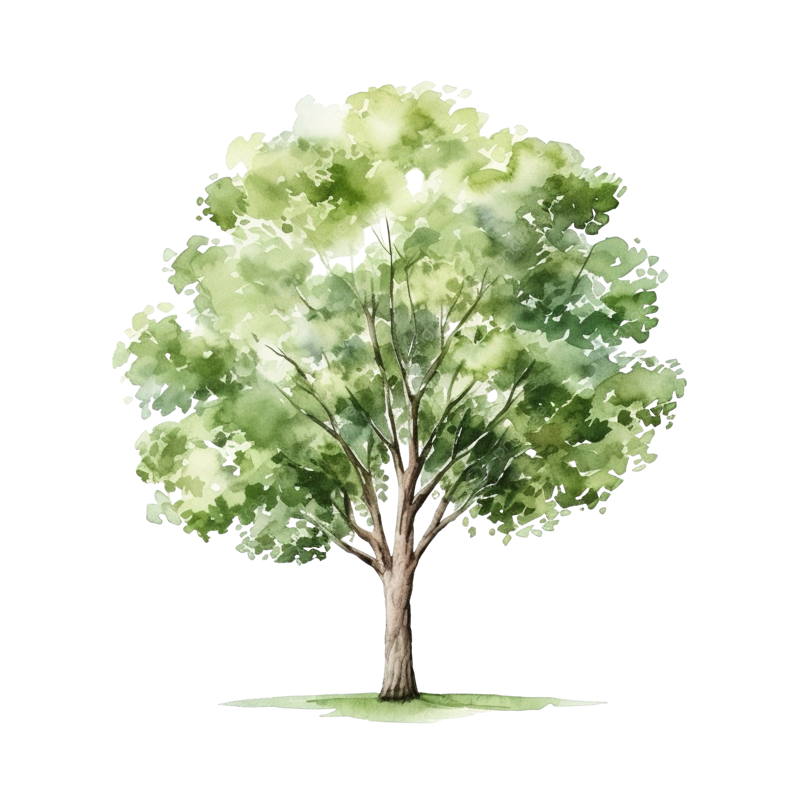 a watercolor painting of a tree