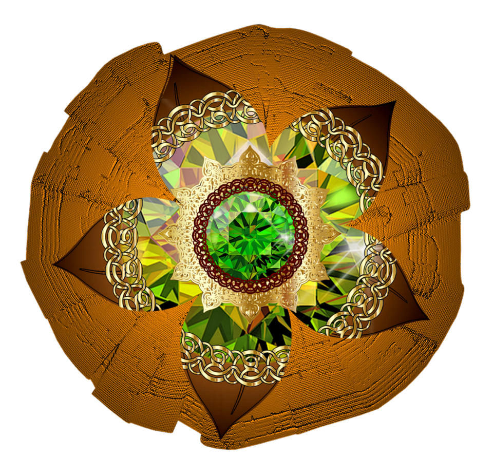 a green and brown flower on a white background