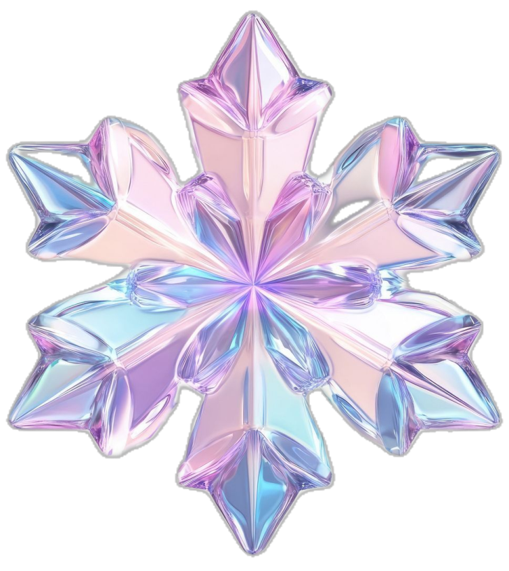 a pink and blue snowflake