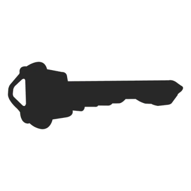 a black and white silhouette of a key