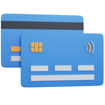 two credit cards, one blue and the other white