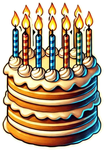 a birthday cake with candles on top