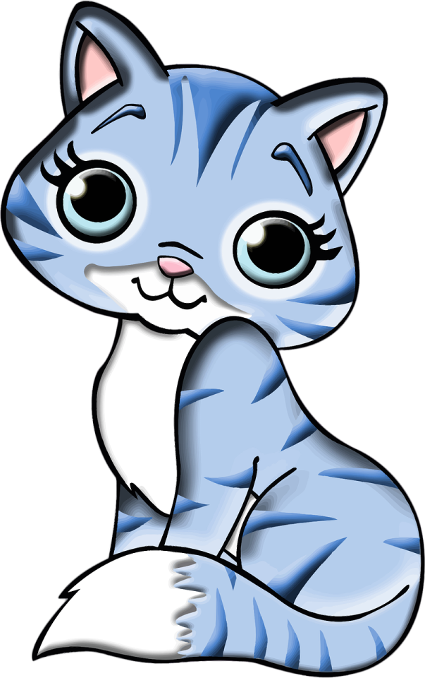 a drawing of a kitten with big eyes