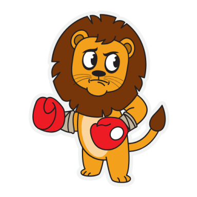 a cartoon lion with boxing gloves