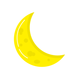 a yellow crescent on a white background