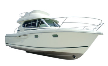 a white boat sitting on top of a trailer