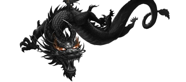 a black dragon flying through the air