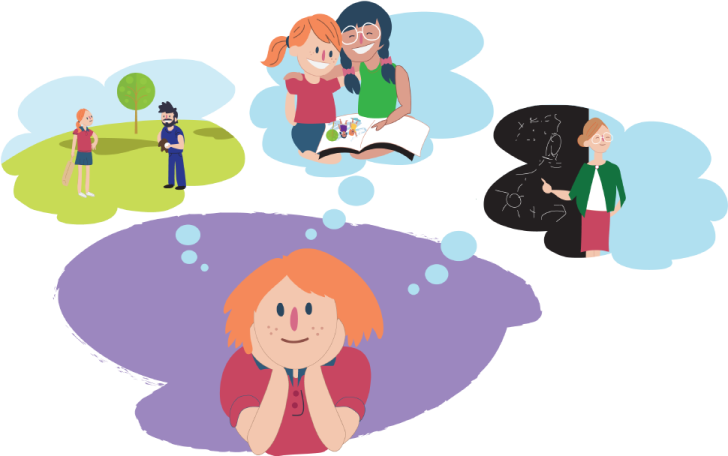 a group of people with speech bubbles above them