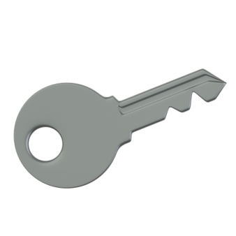 a metal key on a white background