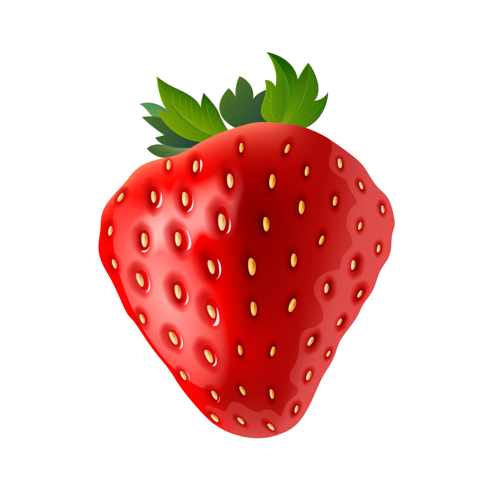 a red strawberry with green leaves on it