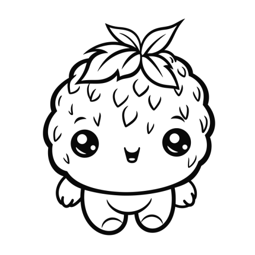 a black and white drawing of a strawberry