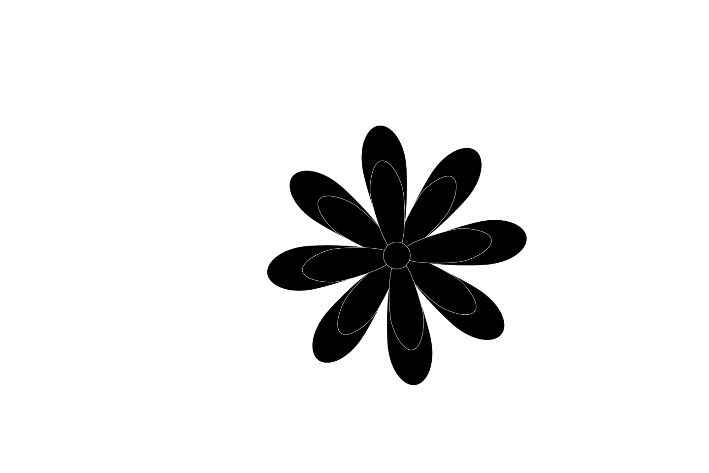 a black and white flower on a white background