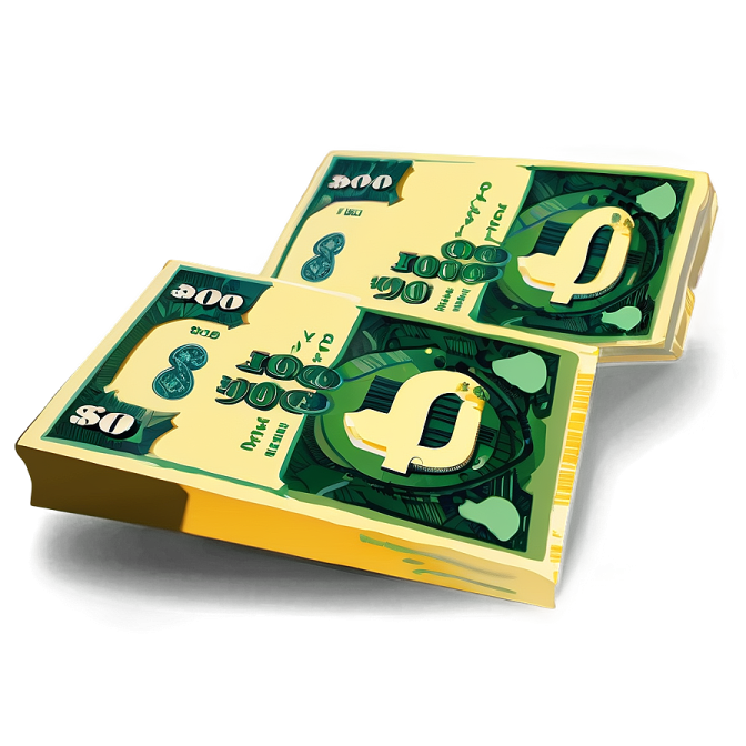 two stacks of money on a white background