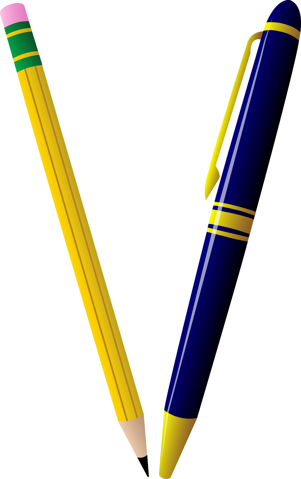a pencil and a yellow pencil on a white background