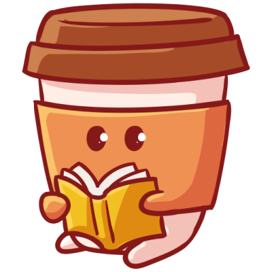 a cup of coffee reading a book
