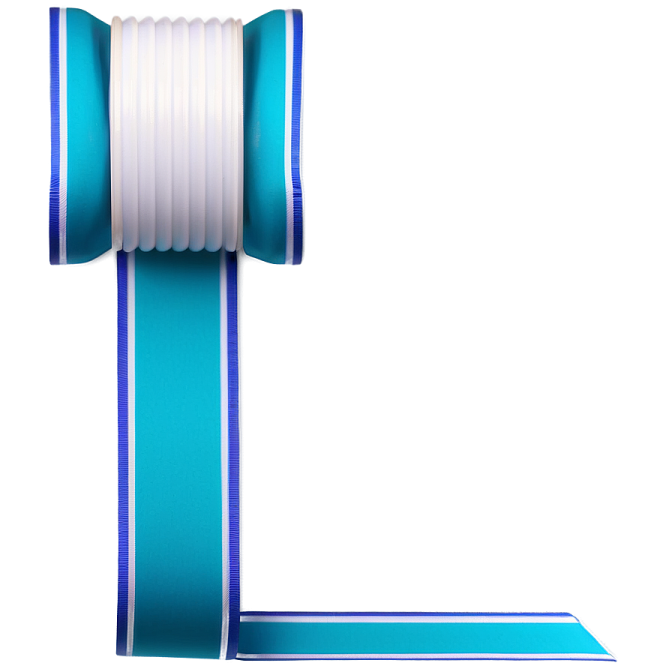 a blue ribbon with a bow on it