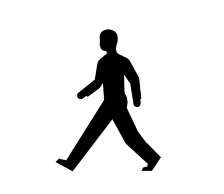 a black and white silhouette of a man walking