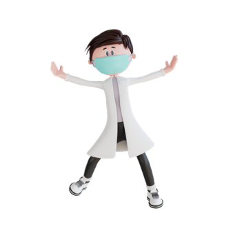 a cartoon character wearing a surgical mask