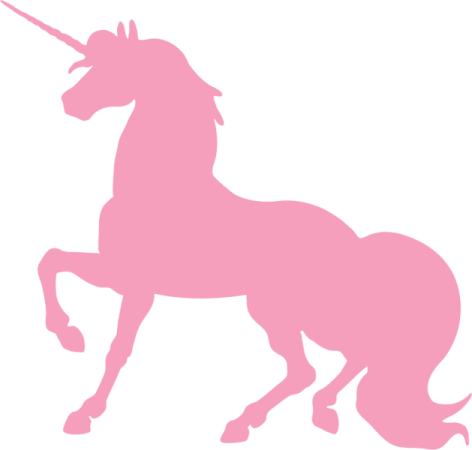 a pink unicorn silhouetted on a white background