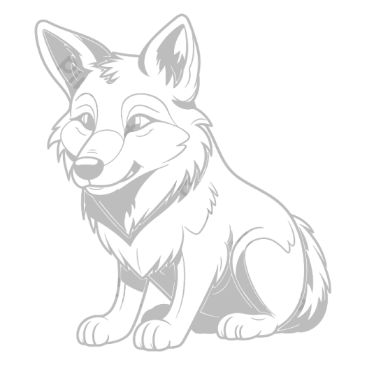 a drawing of a wolf sitting down