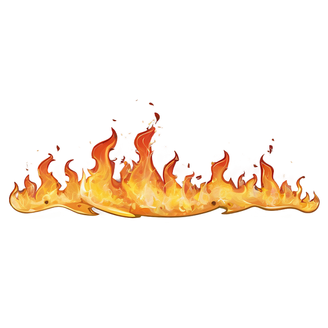 a fire flame on a white background