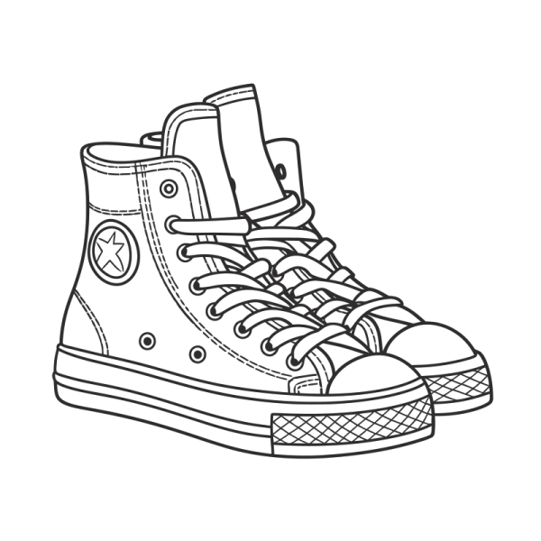 a drawing of a pair of sneakers