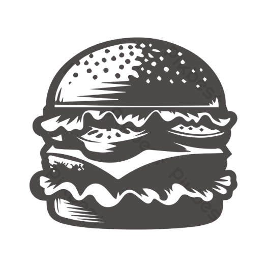 a black and white image of a hamburger
