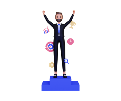 a man in a suit standing on top of a podium