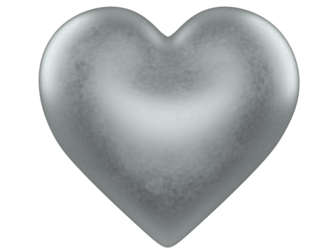 a silver heart on a white background
