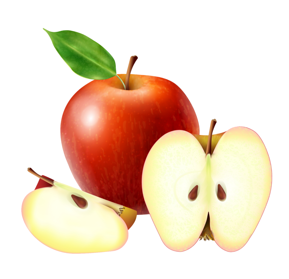 a red apple and two green apples