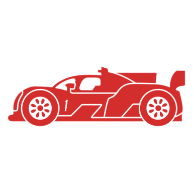 a red race car on white background