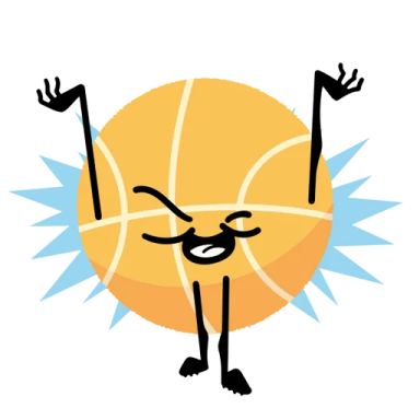 an image of a basketball ball with arms and legs