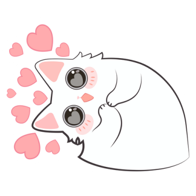 a white cat with pink hearts on its nose