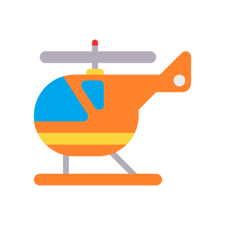 a helicopter icon on a white background