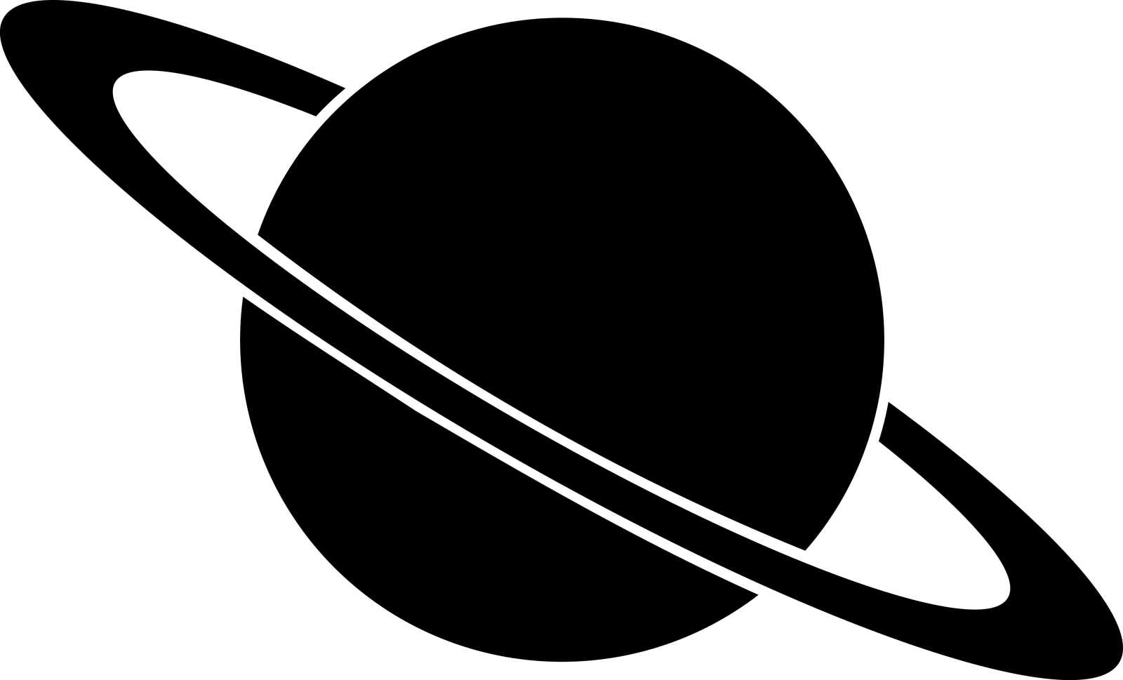 a black and white saturn icon