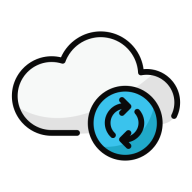 a cloud with a phone in the middle