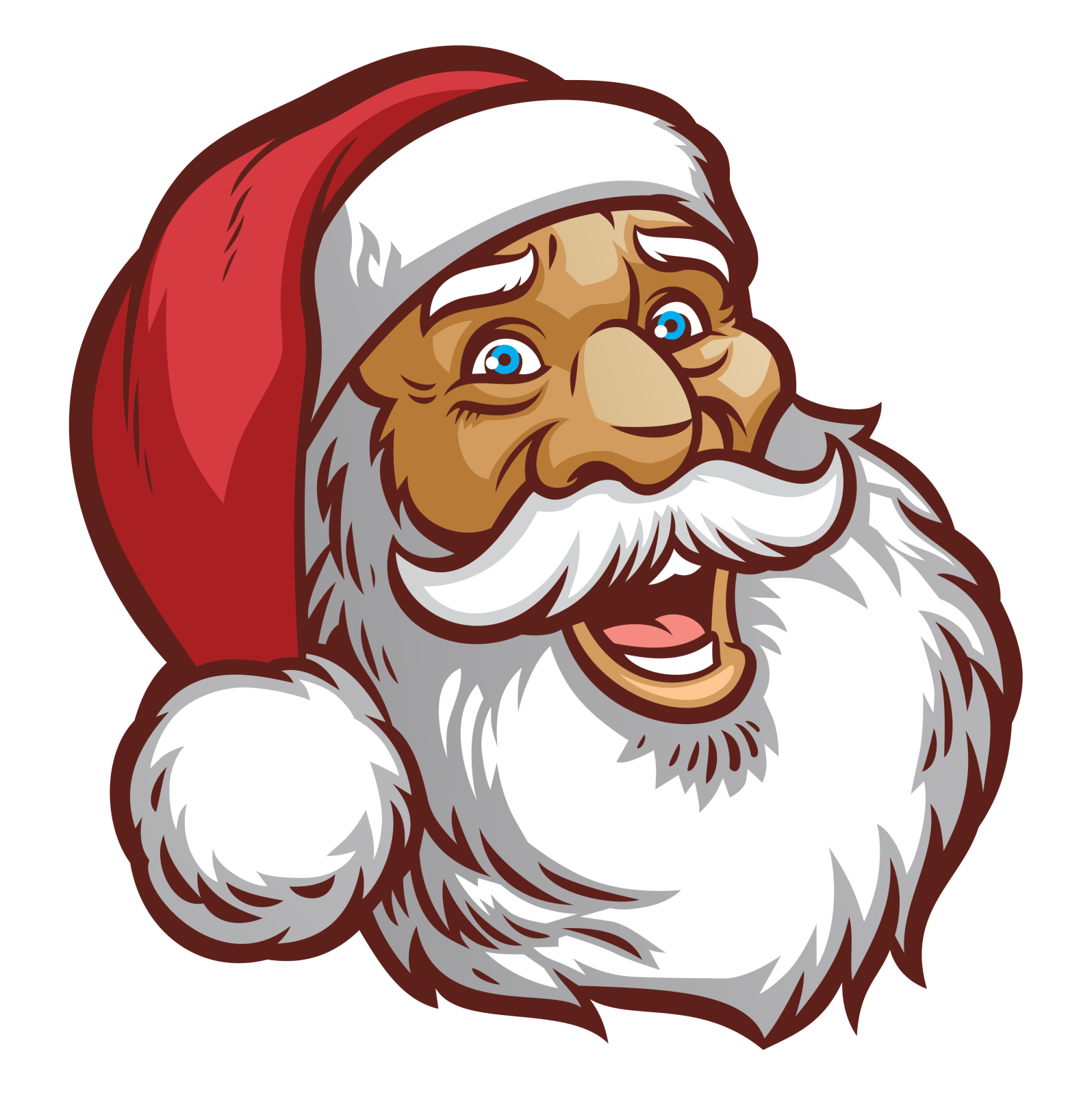 a smiling santa claus with a beard and red hat